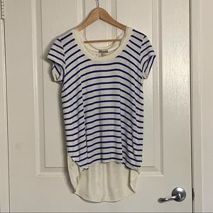 Anthropologie White and Blue Striped Shirt